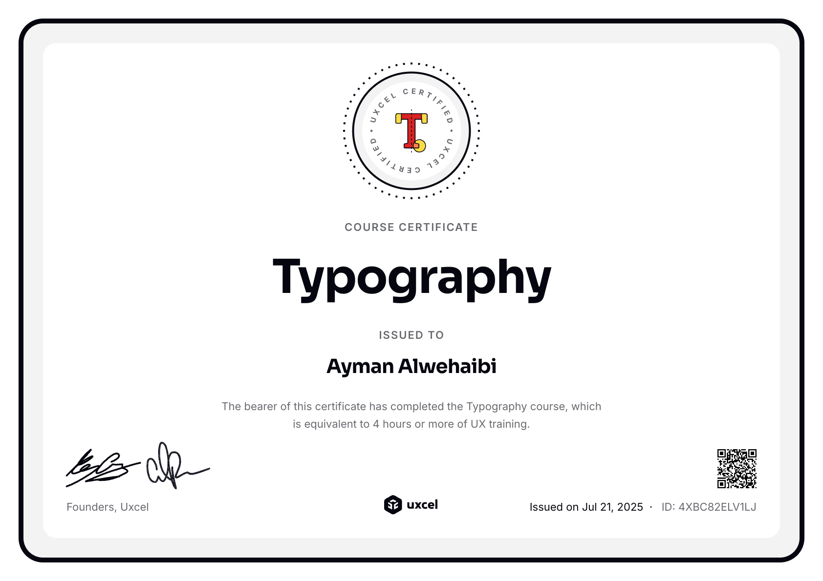 Ayman Alwehaibi's certificate